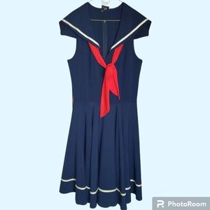Modcloth Rock Steady Sea Shanty Sailor Pin Up Navy Nautical Dress 2X